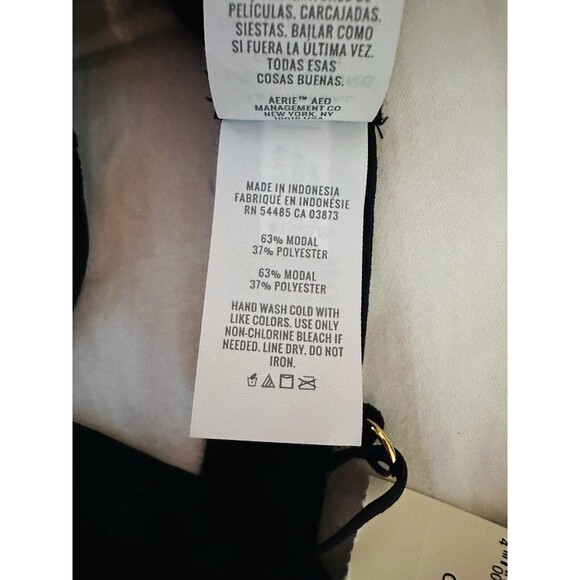 AERIE Velvet Mesh Stripe Triangle Black Bralette SIZE SMALL NWT - Picture 8 of 10